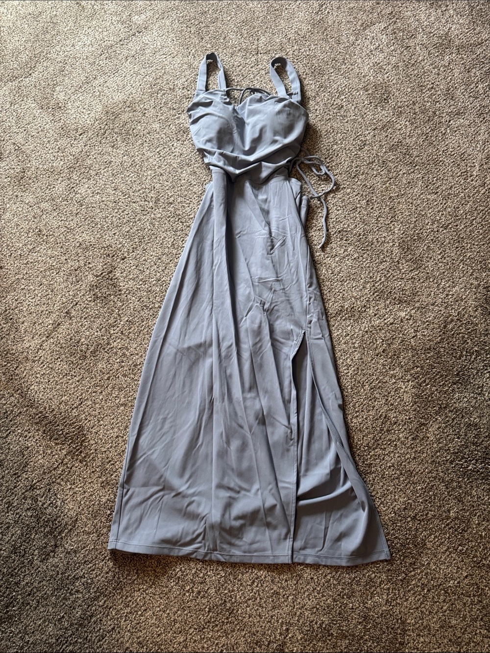 HALARA Light Gray Maxi Dress with Side Slit